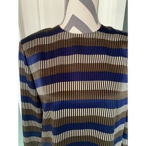 Sasson Blouse 1980’s Blue and Tan with Black Stripe Size 10